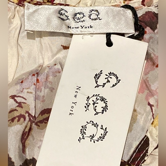 NWT Sea New York Esme Cream Floral Print Flutter Sleeve Silk Top - Sz XS - Picture 6 of 8